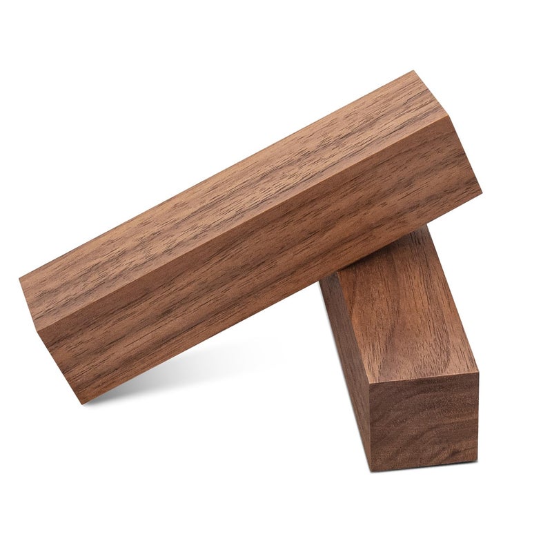 Wislist 4 Pcs Walnut Wood Log Lumber Board Knife Handle Material, Bar Shaped Square Turning BlanksHandle Plate for Instruments DIY Raw Wood Cuboid(5.1" x 1.2" x 1.2") - Image 3